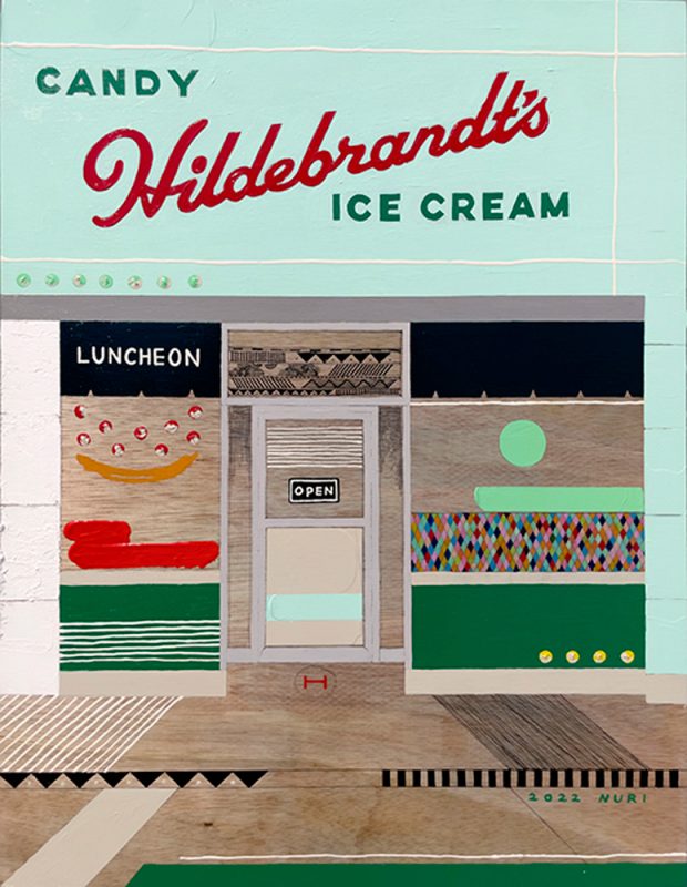김누리, Hildebrandts NY, Mixed media on woodboard, 41x53cm, 2022
