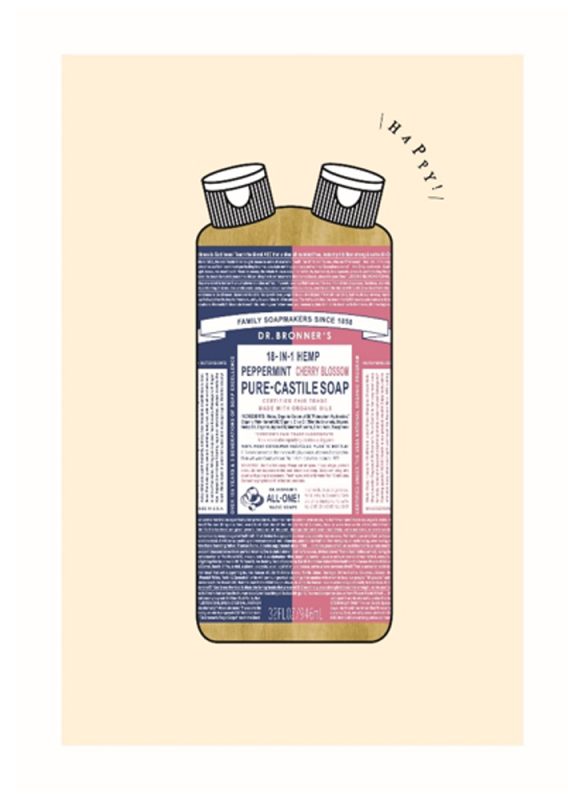 HAPPY DUO (dr.bronner’s), Inkjet Print on LATEX Matte Canvas Cotton, 42x59.4cm, 2017