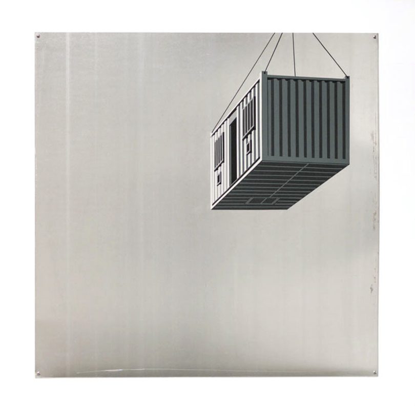 만능 컨테이터 프로젝트-#1 날으는 컨테이너, 알루미늄판에 시트지, 91.5×91cm, 2020