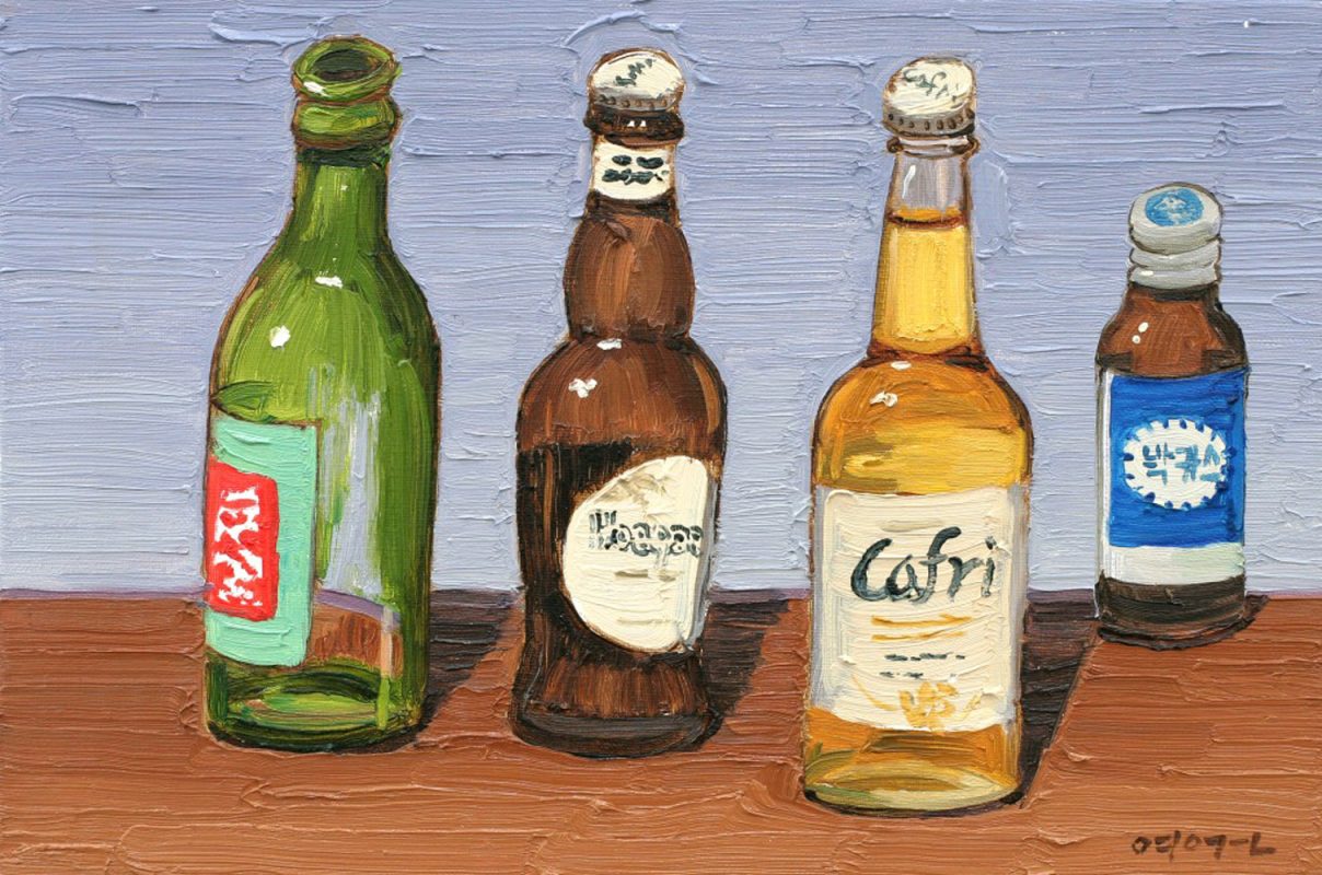 네 개의 병들, Oil on canvas, 27.3×40.9cm, 2023