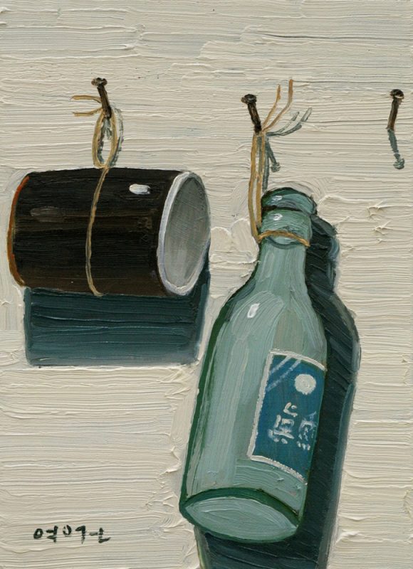 매달린 병과 컵, Oil on canvas, 33.4×24.2cm, 2020