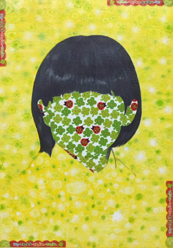 아는 얼굴, Sticker pencil on paper, 33.5×23cm
