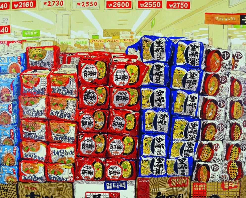 이마트 풍경, Acrylic on canvas,-Plastic sheet cutting, 181.8x227.3cm, 2012
