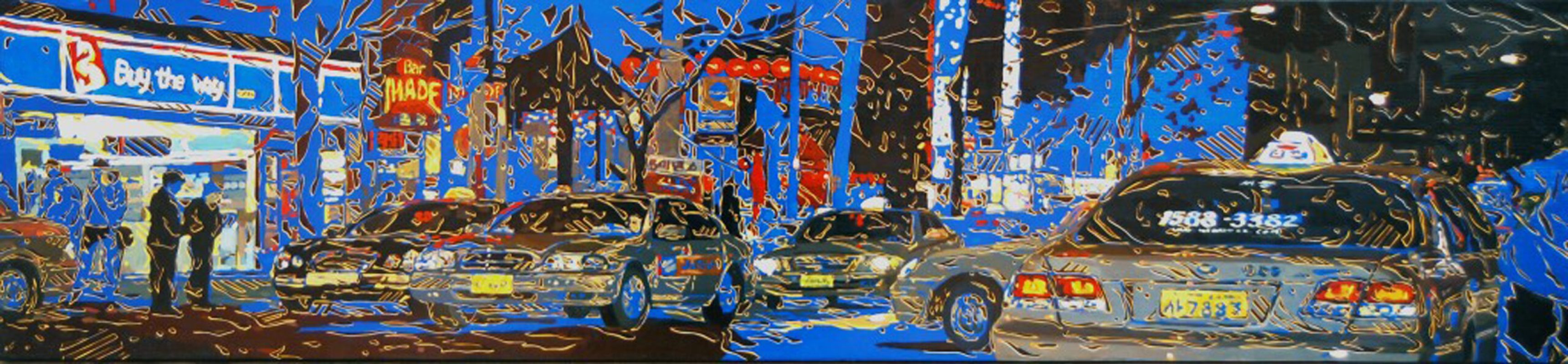 홍대앞 바이더웨이, Acrylic on canvas, Plastic sheet cutting, 30x130cm, 2009
